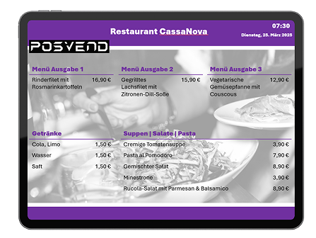 Kassensystem mit Menüanzeiger