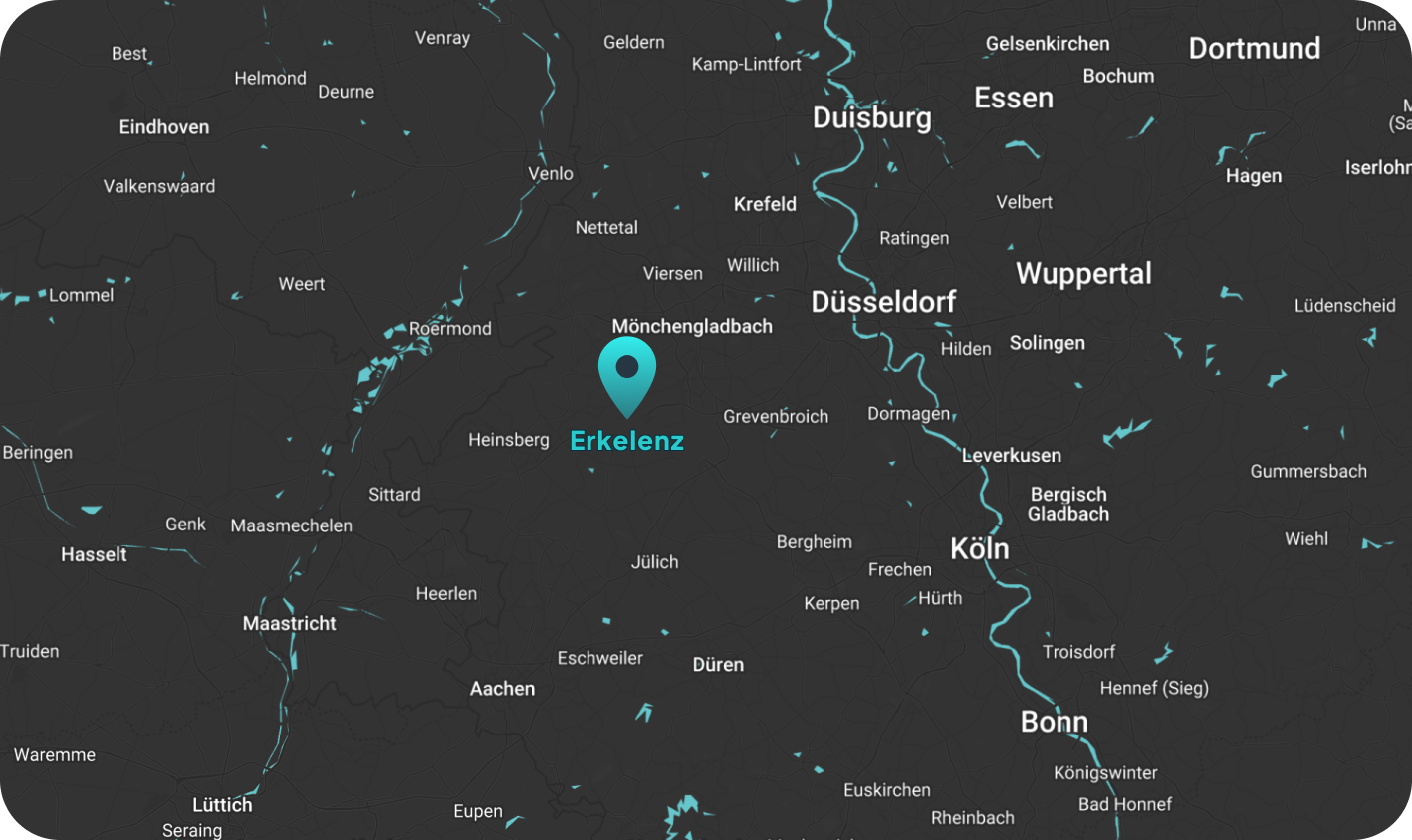 Büro befindet sich in Erkelenz, zentral in Nordrhein-Westfalen